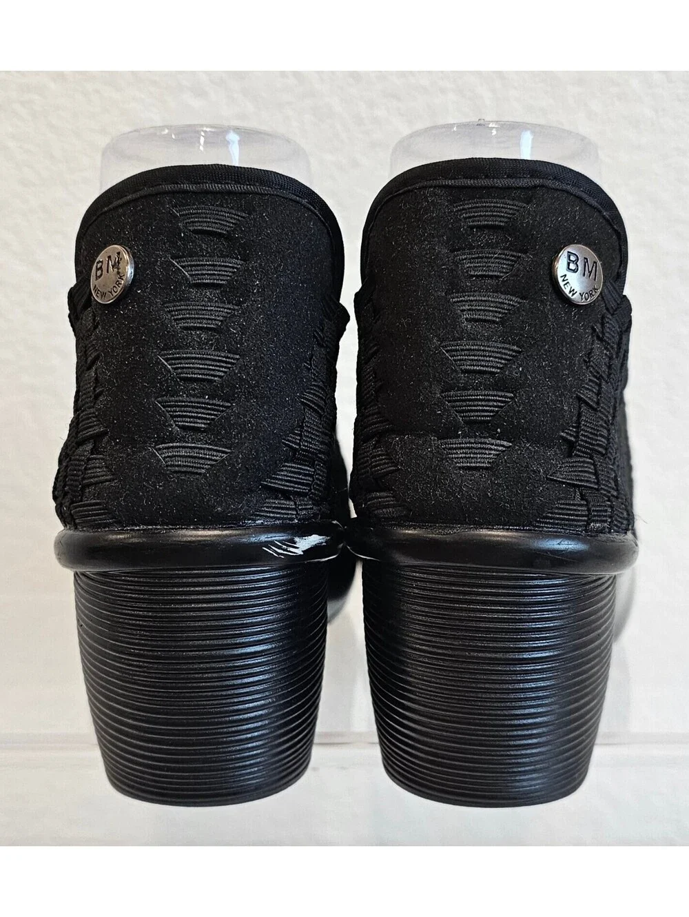 Bernie Mev Women's Black Woven Mary Jane Wedge Shoes Size 37, US 6-6.5
